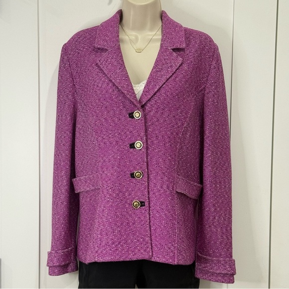 St. John Collection by Marie Gray Santana Jacket 8 Purple Tweed Blazer Vintage - Picture 2 of 15